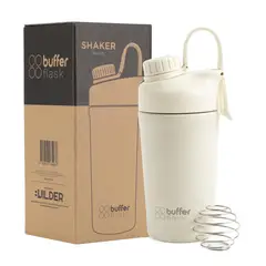 BUFFER FLASK - Termo Botella Shaker Mezclador Gym Acero Inoxidable Buffer - Blanco