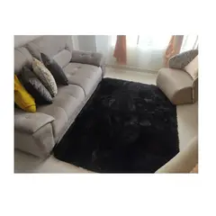 HOME - Alfombra Grande Negra Peludo para sala 200 x 150cm Decoracion Hogar