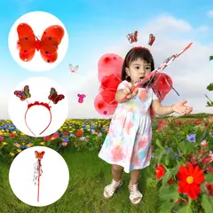COMPRALOENCASA COM - Disfraz Mariposa Alas LED Diadema Varita Halloween OF-1420