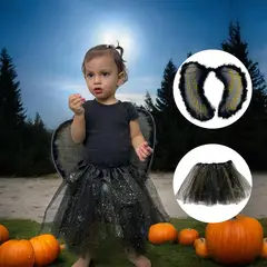 COMPRALOENCASA COM - Disfraz Ángel Negro Alas Tutú Halloween Niña Fiesta OF-1487