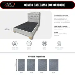 ESTILO Y CONFORT - Basecama con Cabecero Capitoneado Gris 200 King