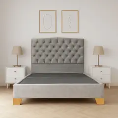 ESTILO Y CONFORT - Basecama con Cabecero Capitoneado Gris 140 doble