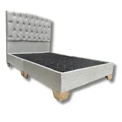 ESTILO Y CONFORT - Basecama con Cabecero Capitoneado Gris 100 sencillo