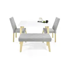 VENECIA - Comedor 4P Lugo Matiz con Sillas y Butaco Liverpool Plata