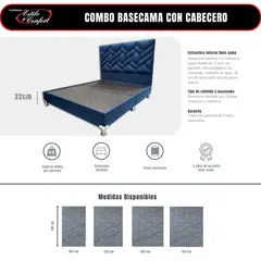 ESTILO Y CONFORT - Basecama con Cabecero Atlanta Azul 200 King