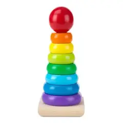 IMPORTACIONES UNIVERSO - Torre Para Encajar Aros Colores Del Arcoíris Para Niños