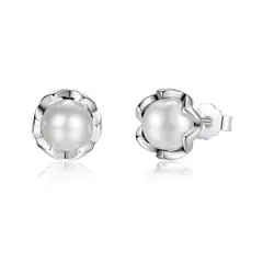ALHAJAS - Aretes Topitos Elegantes Perlas Para Mujer Fabricados En Plata 925