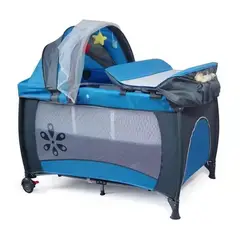KIDSHOP - Cuna Corral Camping Plegable Toldillo Cambiador S12-7 Azul