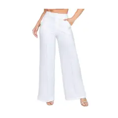 BAPU - Pantalón Mujer Tiro Alto Pierna Ancha Elástico Posterior