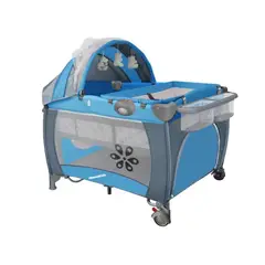 KIDSHOP - Cuna Corral Camping Cambiador Mecedora Vibracion Azul S12-8