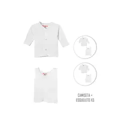 SANTANA - Combo X3 Juego Camiseta Manga Larga + Esqueleto Bebé Blanco