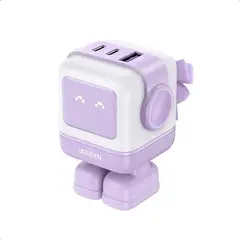 UGREEN - Cargador USB C RG De 65W Robot Con 3 Puertos Purpura