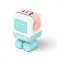 UGREEN - Cargador Usb A Y Usb C Rg De 65w Robot Con 3 Puertos Azul