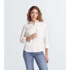 UNSER - Blusa Camisera En Lino Con Bolsillos