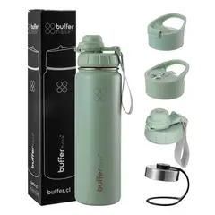 BUFFER FLASK - Termo Botella Agua Termica Inox Buffer+Tapas - Verde-