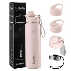 BUFFER FLASK - Termo Botella Agua Termica Acero Inox + Tapas - Rosa-.-