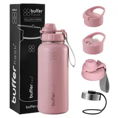 BUFFER FLASK - Termo Botella Agua Termica Inoxidable Buffer+Tapas - Rosa claro-