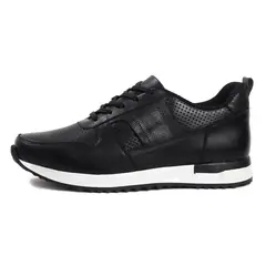 VIAR - Tenis Cuero Para Hombre Walfer Negro