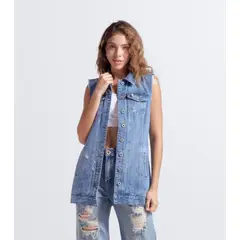 DEREK - Chaleco Largo En Indigo Para Mujer