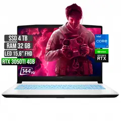 MSI - SWORD INTEL CORE I7-11800H RTX 3050TI 4GB SSD 4TB RAM 32GB LED 15,6 FULL HD 144Hz