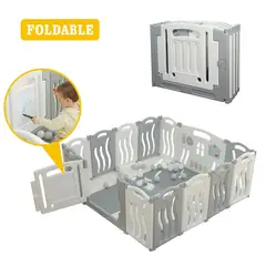 GUAUMOR - Corral de Plástico Bebés Playpen Kids 14 Paneles Con Tablero