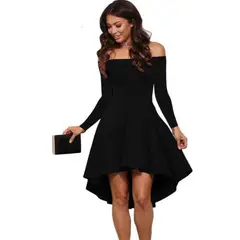 NEGRELI - VESTIDO COLA DE PATO MANGA LARGA REF-1027