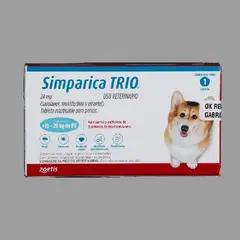 ZOETIS - Simparica Trio Antiparasitario Tableta Masticable 10 A 20kg