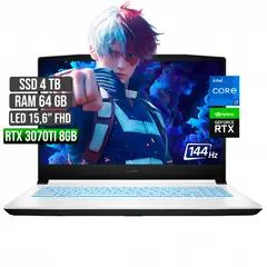 MSI - SWORD INTEL CORE I7-12700H RTX 3070TI 8GB SSD 4TB RAM 64GB LED 15,6 FULL HD 144Hz
