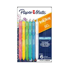 PAPER MATE - Bolígrafos Inkjoy Gel Colores Surtido X6 Unidades