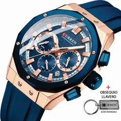 CURREN - Reloj 8464 Cronógrafos Correa De Silicona Mas Llavero