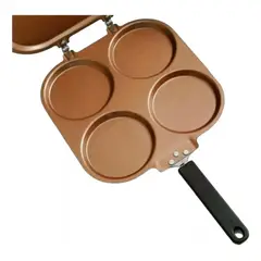 GENERICO - Sarten Pancakes Doble Cara Antiadherente 4 Moldes Desayunos
