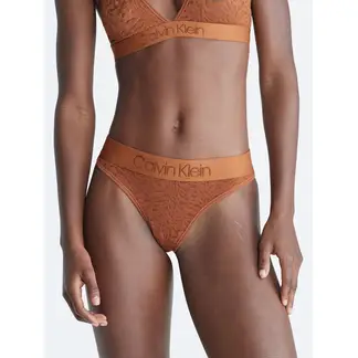 CALVIN KLEIN - Pantie Cafe Tipo Tanga Con Encaje Tonal - Intrinsic