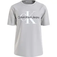 CALVIN KLEIN - Camiseta gris slim con monograma