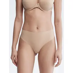 CALVIN KLEIN - Pantie Beige Tipo Tanga Invisible De Cintura Alta