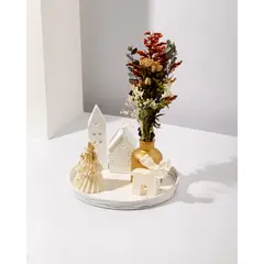 DECORACIONES ALE Y GABI - Centro de mesa navideño adornos velas y jarron