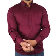 LEC LEE - Camisa para hombre Lec Lee- Vinotinto.-