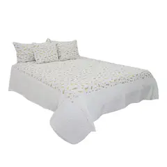 HOMETEX - TENDIDO PLUMAS KING BLANCO DORADO
