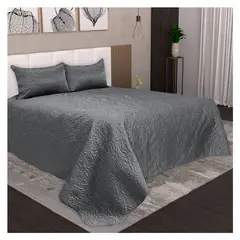 HOMETEX - TENDIDO PRAGA FULL QUEEN GRIS OACURO METALIZADO
