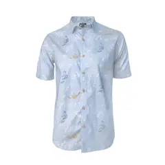 SON DOS - Camisa playera azul claro estampada manga corta Slim para hombre