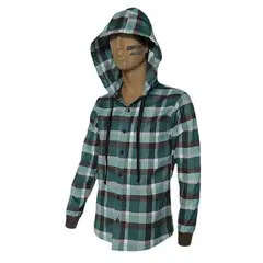 SON DOS - Camisa leñadora azul con capota manga larga Slim hombre