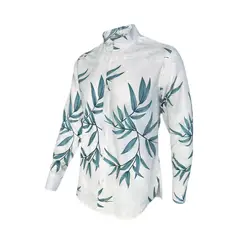 SON DOS - Camisa playera marfil cuello nerú manga larga Slim hombre
