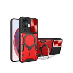GENERICO - Estuche Proteccion Camara Con Soporte para Oppo Reno 11F Rojo