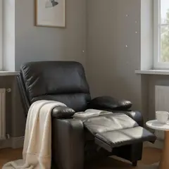 MUEBLES FIOTTI - Silla reclinable con portavasos Negra Ecocuero Waheeb