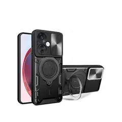 GENERICO - Estuche Proteccion Camara Con Soporte para Oppo Reno 11F Negro