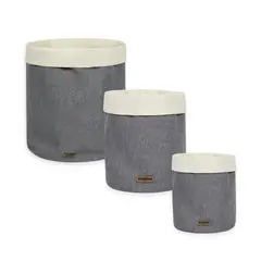 NOSSARENA - Set x 3 Canastos organizadores 15x20cm - 20x25cm 30x35cm color gris