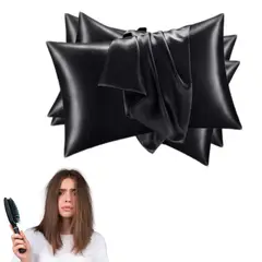 GENERAL - Funda Para Almohada En Satin Anti Frizz Cuida Cabello Negro