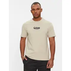 CALVIN KLEIN - Camiseta Beige de algodón con logotipo Para Hombre