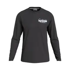CALVIN KLEIN - Camiseta Negra Manga Larga Con Logo Cortado Para Hombre