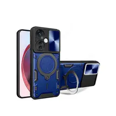 GENERICO - Estuche Proteccion Camara Con Soporte para Oppo Reno 11F Azul