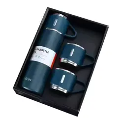 GENERICO - Set De Termo 500ml Con 3 Tazas - Azul